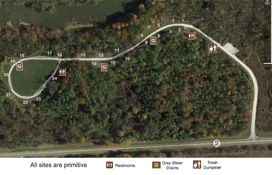 map of Wolf Creek Park Campground